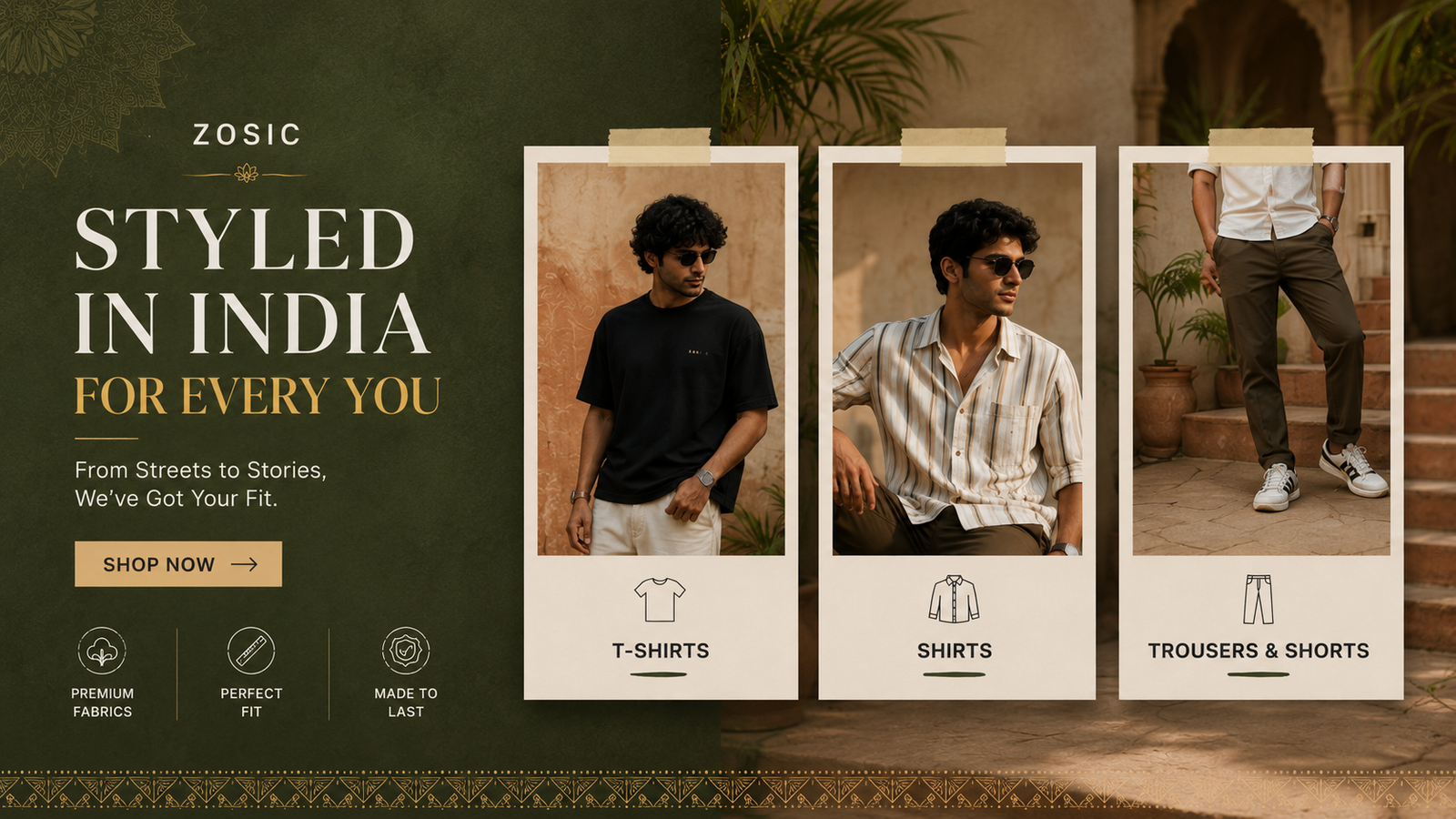 ZOSIC styled in India promo banner