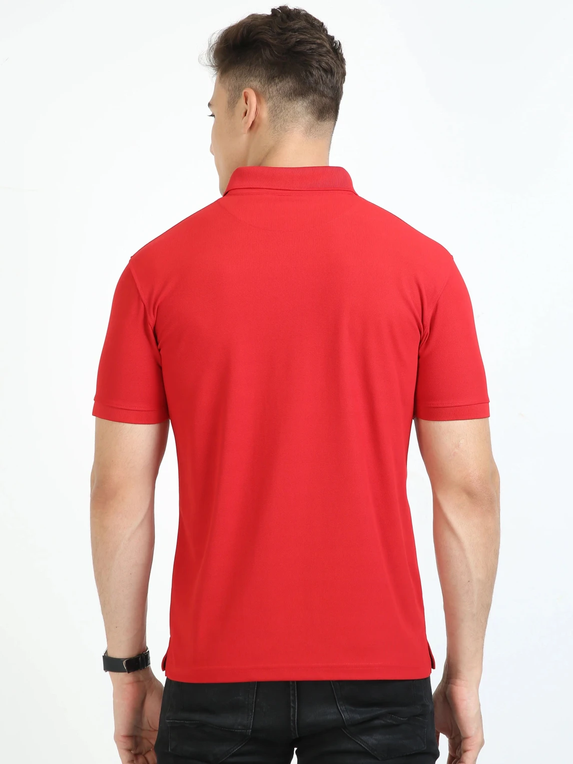 Men Solid Polo Neck Pure Cotton Red T-Shirt