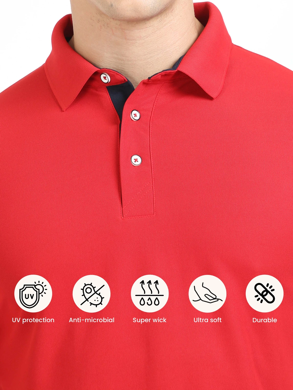 Men Solid Polo Neck Pure Cotton Red T-Shirt