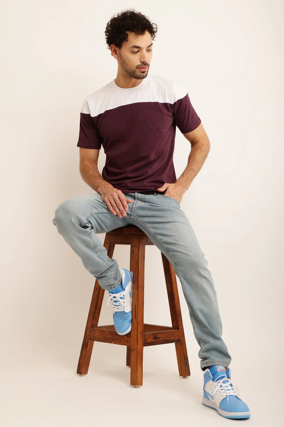 ZOSIC Men Solid Round Neck Cotton Blend Maroon T-Shirt