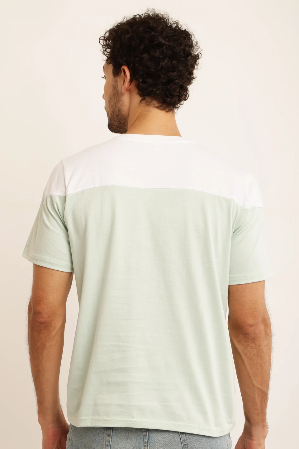 ZOSIC Men Solid Round Neck Cotton Blend Beige T-Shirt