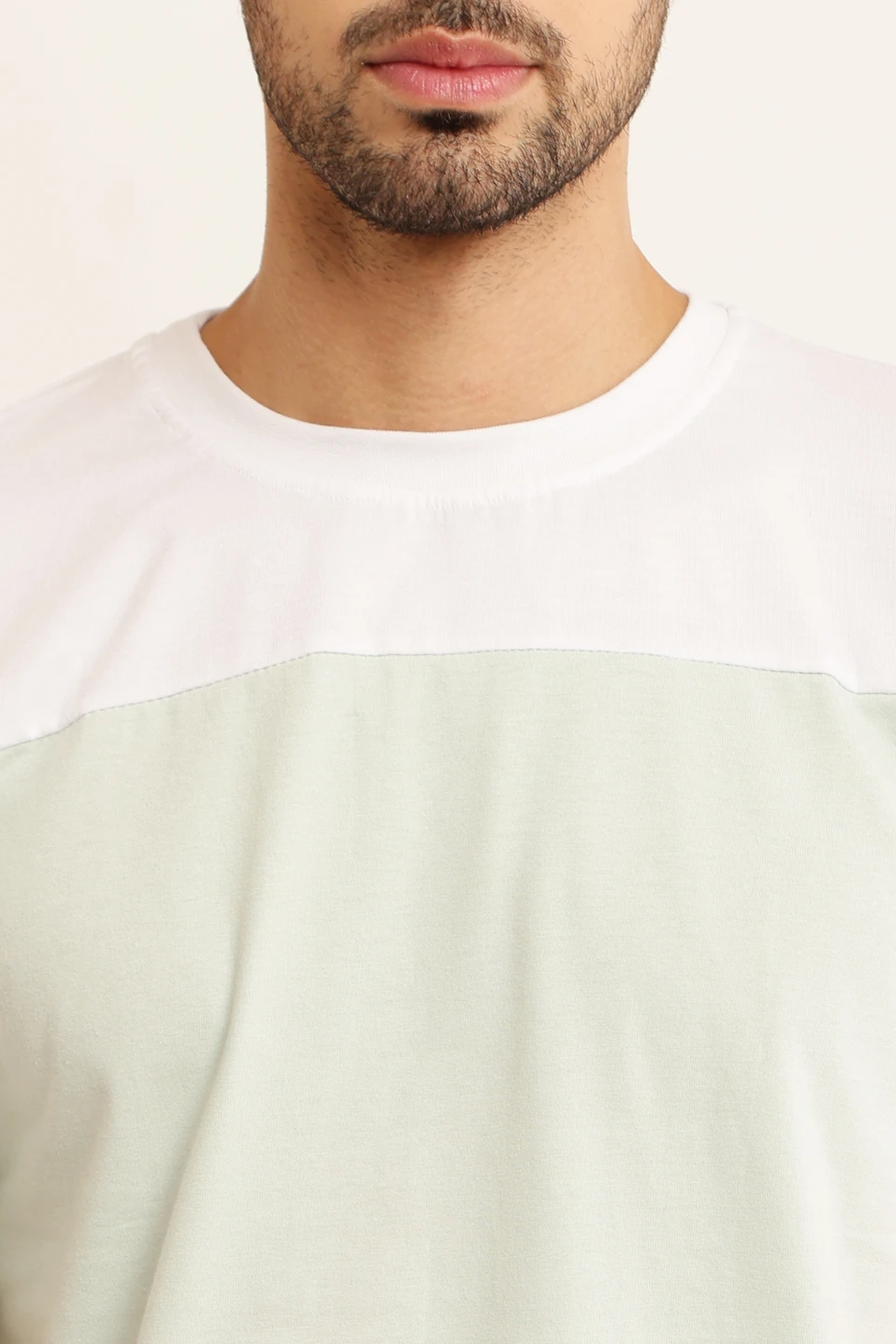 ZOSIC Men Solid Round Neck Cotton Blend Beige T-Shirt