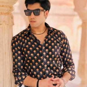 Black Shirt With Brown Dots